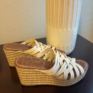 Sam Edelman Cream Woven Wedges